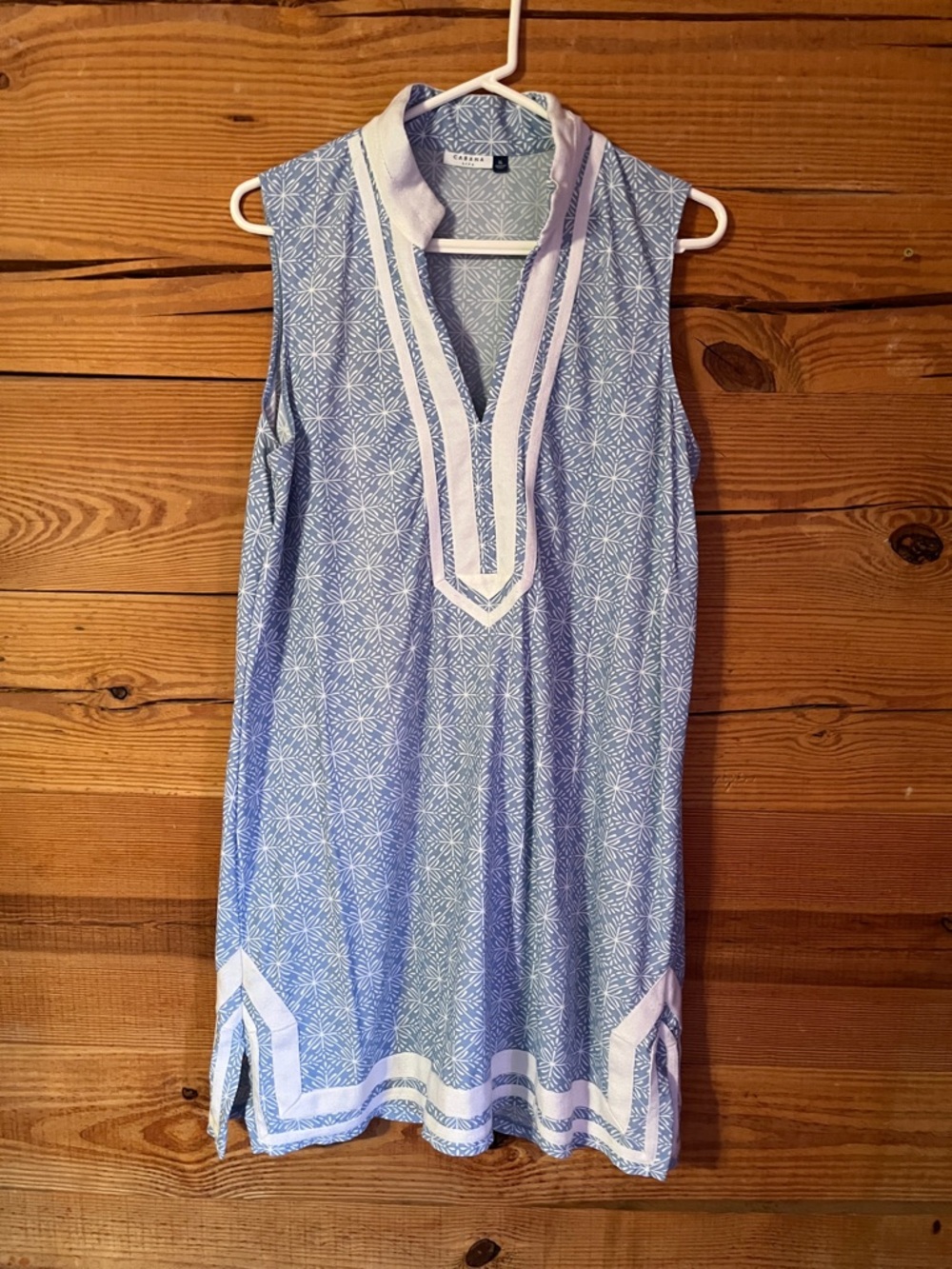 Cabana Life Light Blue Sleeveless Mini Dress with White Trim